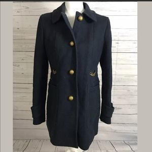 Ann Taylor Loft Military Style Jacket Navy Blue 6